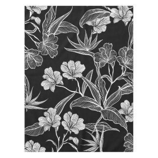 Nappe Beau motif floral noir et blanc simple