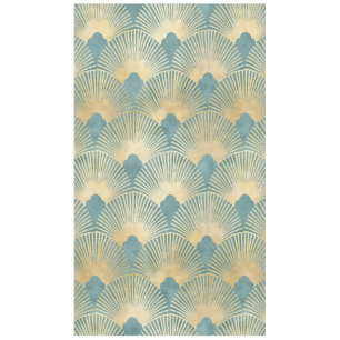Nappe Beau motif ventilateur, or turquoise, motif Art Dé