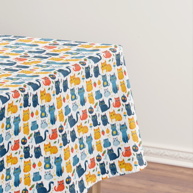 Nappe Beaux chats kawaii, jouer avec des jouets blanc ba (In Situ)