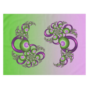 Nappe Beaux cœurs verts roses modernes abstrait fractal