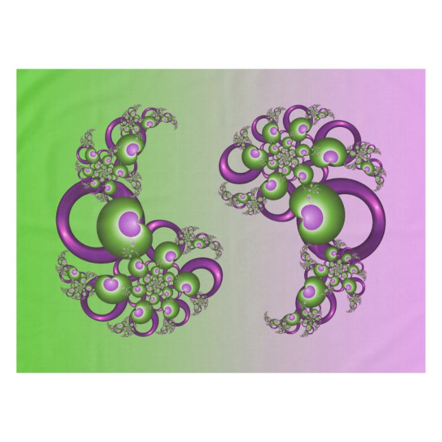 Nappe Beaux cœurs verts roses modernes abstrait fractal (Devant (Horizontal))
