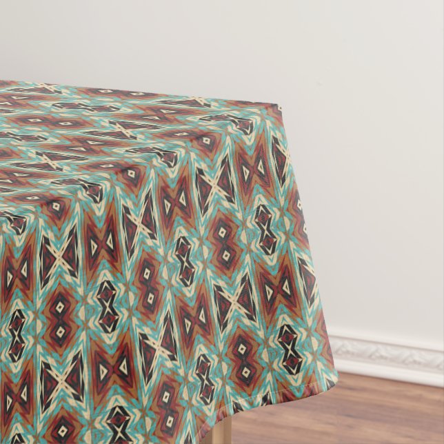 Nappe Beige Rouge Brown Aqua Bleu Vert Black Tribal Art (In Situ)