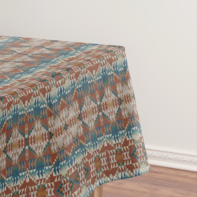 Nappe Beige Taupe Rouge Brown Turquoise Bleu Tribal Art  (In Situ)