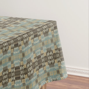 Nappe Beige Turquoise Bleu Vert Taupe Brown Motif tribal