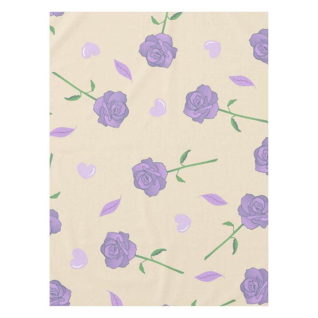 Nappe Beige violet Rose Floral Boho Motif botanique (Devant)