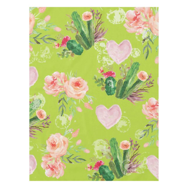 Nappe Belle aquarelle florale Cactus (Devant)