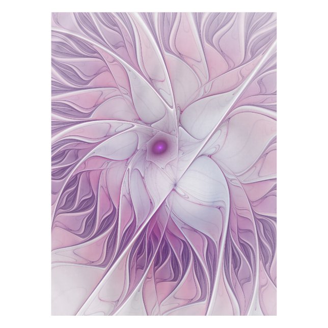 Nappe Belle Fleur Rose Moderne Art Fractal Abstrait (Devant)