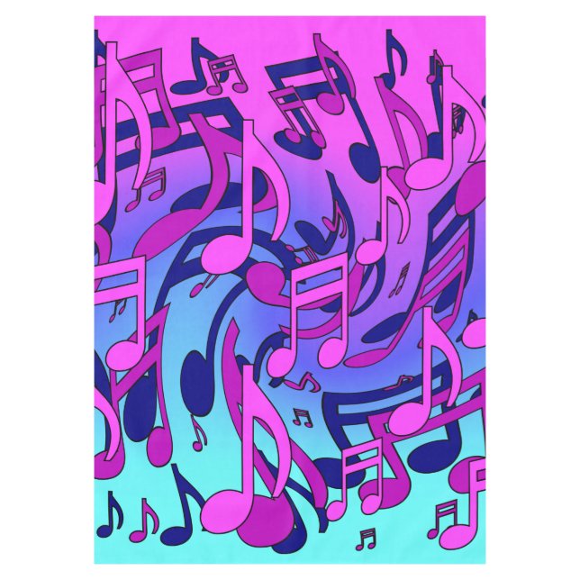 Nappe Belle Musique Colorful Swirling Notes Pink Aqua  (Devant)