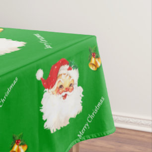 Nappe Belle Vintage Santa Claus & Bells sur Green