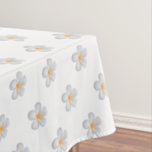Nappe Belles fleurs de frangipanier Plumeria sur fond bl