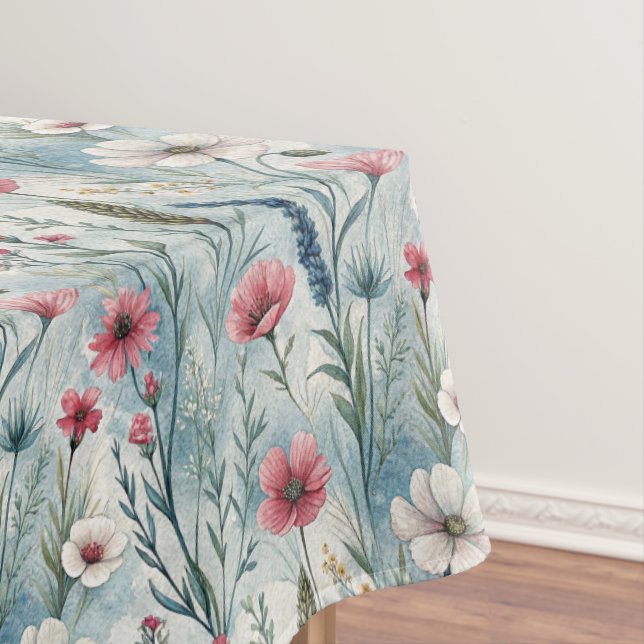 Nappe Belles Fleurs Sauvages De Prairie Aquarelle (In Situ)