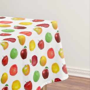Nappe Belles pommes colorées naturelles sur fond blanc