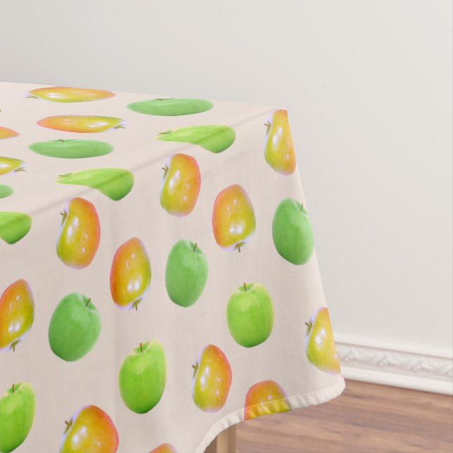 Nappe Belles pommes vertes sur fond beige clair (In Situ)