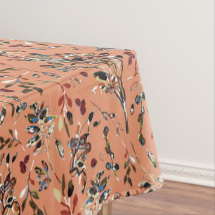 Nappe Berries feuilles Orange Elégante aquarelle Floral