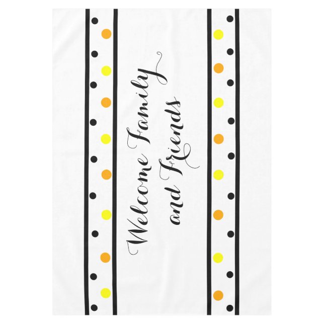 Nappe Bienvenue Amis Orange Points Jaunes (Devant)