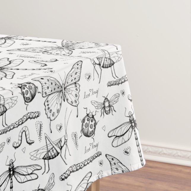 Nappe Black Blanc moderne Insects Illustration Amour Bug (In Situ)