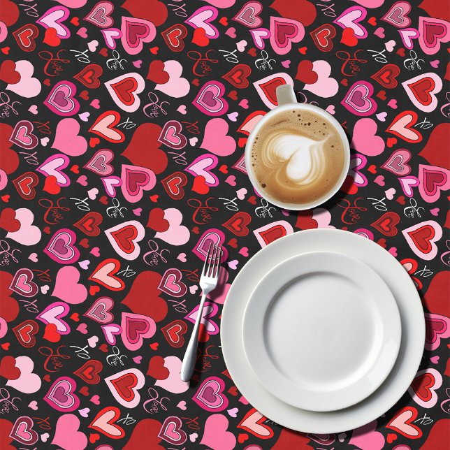 Nappe Black Pink Red Hearts Love Pattern (Créateur téléchargé)