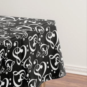 Nappe Black White Treble Clef Heart Music Notes Motif