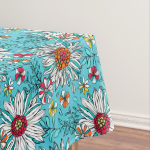 Nappe Blanc Bleu Jaune Orange Rouge Fleurs de marais Mot