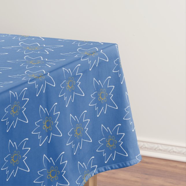 Nappe Blanc Edelweiss Outline Motif bleu  (In Situ)