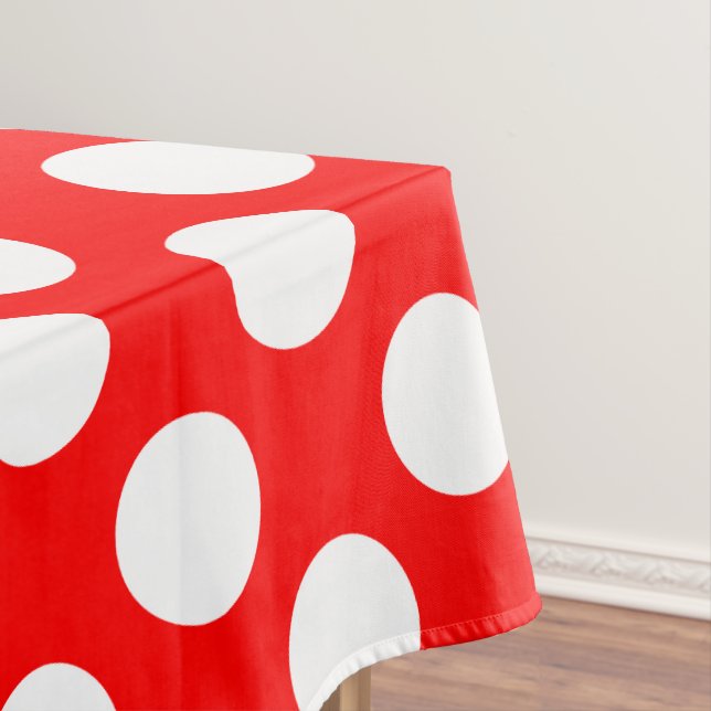 Nappe Blanc sur rouge grand format Pois (In Situ)