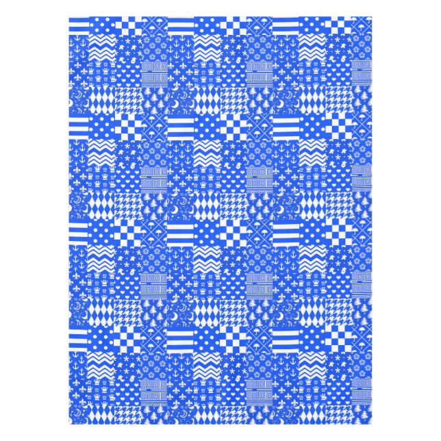 Nappe Bleu Blanc Mixte Motif Conception (Devant)