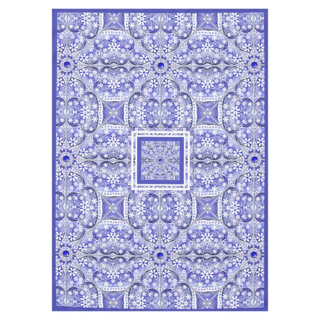 Nappe Bleu de dentelle en céramique de Grèce (Devant)