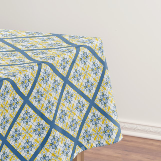 Nappe Bleu et jaune joli carrelage portugais motif (In Situ)