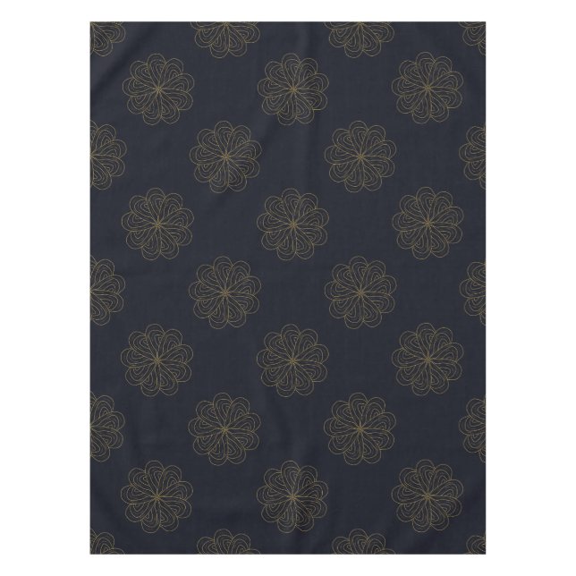 Nappe Bleu et or élégant modèle floral (Devant)
