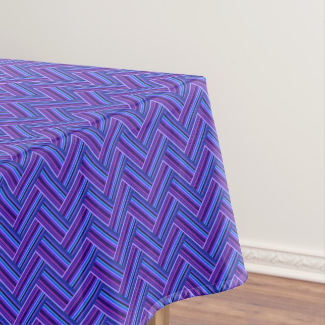 Nappe Bleu et violet rayures double tissage (In Situ)