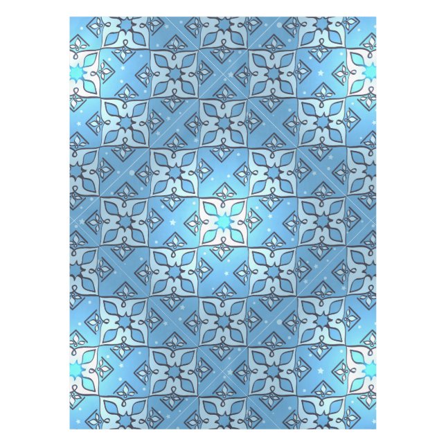 Nappe Bleu Géométrique Motif Moyen-Orient (Devant)
