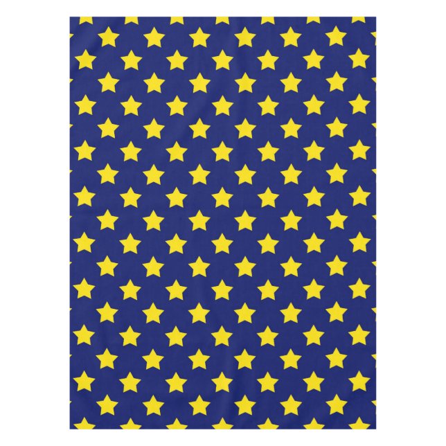 Nappe Bleu Jaune Etoiles Motif (Devant)