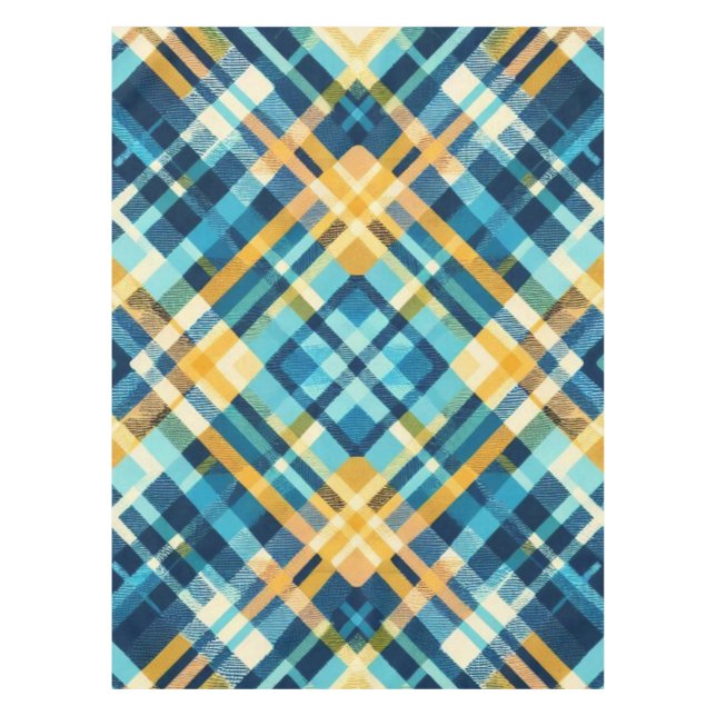 Nappe bleu Jaune Plaid Design (Devant)