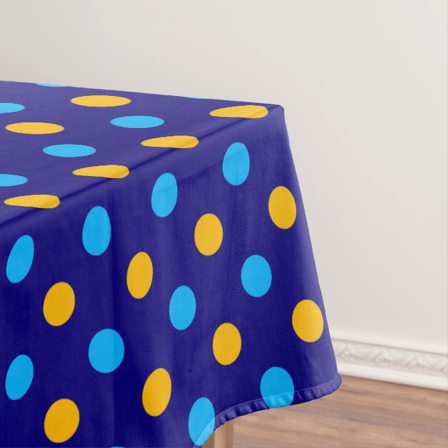 Nappe Bleu marine jaune cyan design à pois  (In Situ)