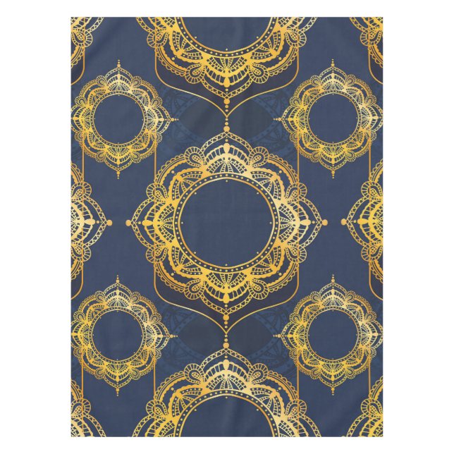 Nappe Bleu marine ou violet avec Mandalas or (Devant)