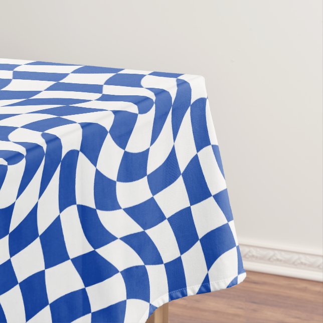 Nappe Bleu moderne rétro tourbillon carreaux (In Situ)