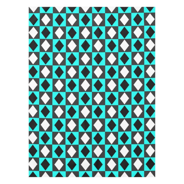 Nappe Bleu noir blanc géométrique Rhombus Diamant (Devant)
