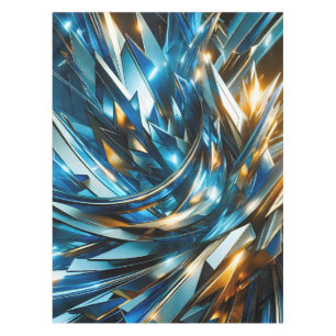 Nappe Bleu Or Abstrait Métallique Géométrique Futuriste