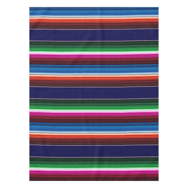 Nappe Bleu, Orange, Rose Chaud, Vert, Sarape Mexicaine (Devant)
