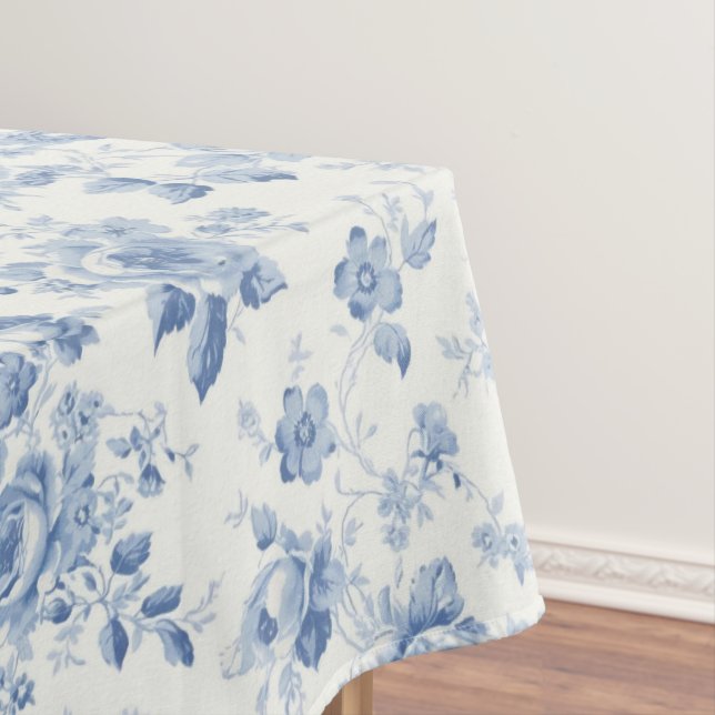 Nappe Bleu, porcelaine, porcelaine bleue, toile florale, (In Situ)