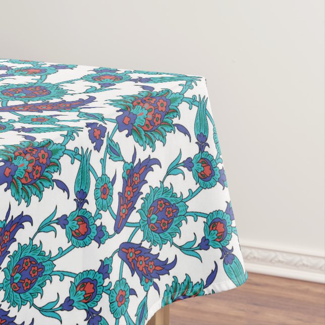 Nappe Bleu Turquoise Rouge Blanc Oriental Floral (In Situ)