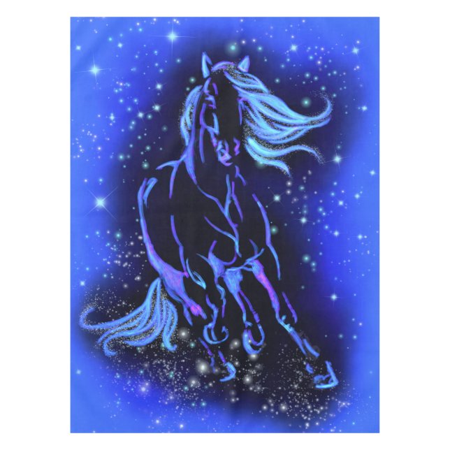 Nappe Bleue Cheval Courant À La Nuit étoilée (Devant)