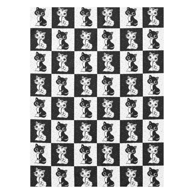 Nappe Bloc de monogramme noir blanc pour chat (Devant)