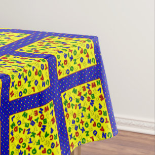Nappe BLOCS D'ALPHABET PRIMAIRE, Bleu-52x70 TABLECLOTH