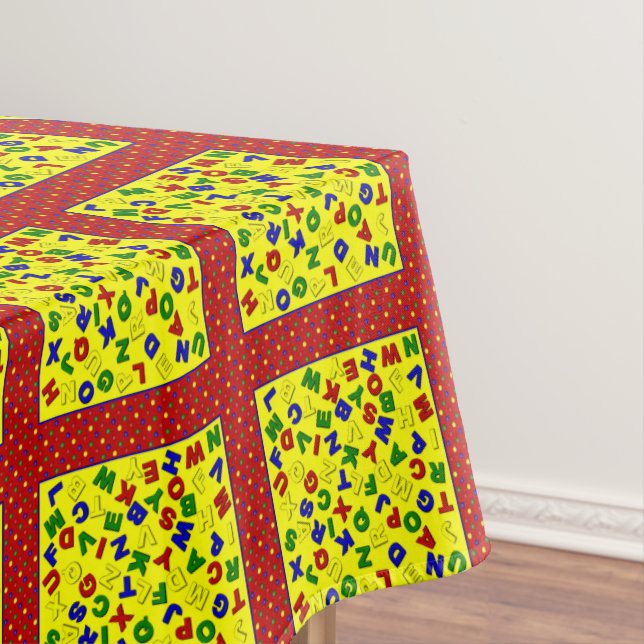 Nappe BLOCS D'ALPHABET PRINCIPAUX, TABLECLOTH Red-52x70 (In Situ)