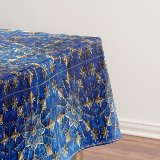 Nappe Blue Decorative Holiday Tablecloth (In Situ)