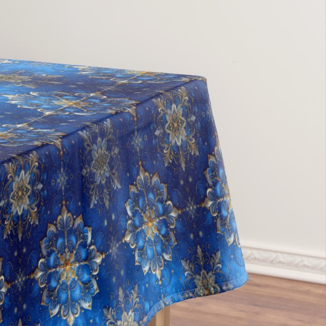 Nappe Blue Decorative Holiday Tablecloth (In Situ)