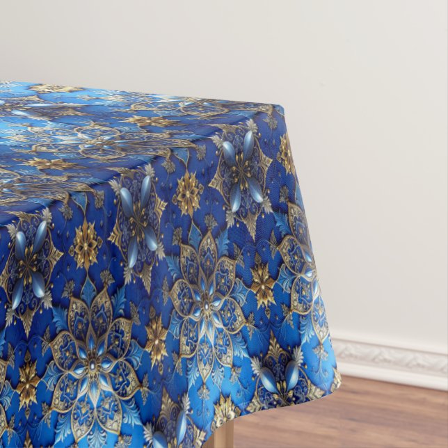 Nappe Blue Decorative Holiday Tablecloth (In Situ)