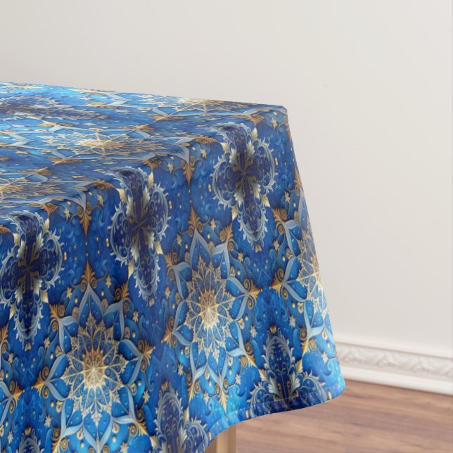 Nappe Blue Decorative Holiday Tablecloth (In Situ)