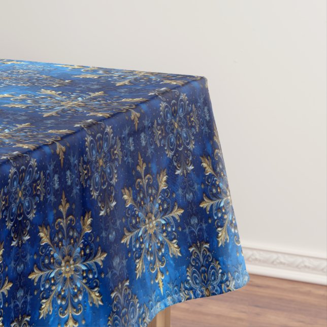 Nappe Blue Decorative Holiday Tablecloth (In Situ)